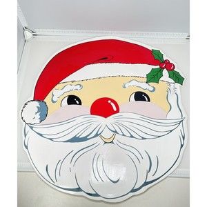 Vintage Vinyl Christmas Placemats Lot of 2 Santa Claus Christmas 15.5"x14.5" Red